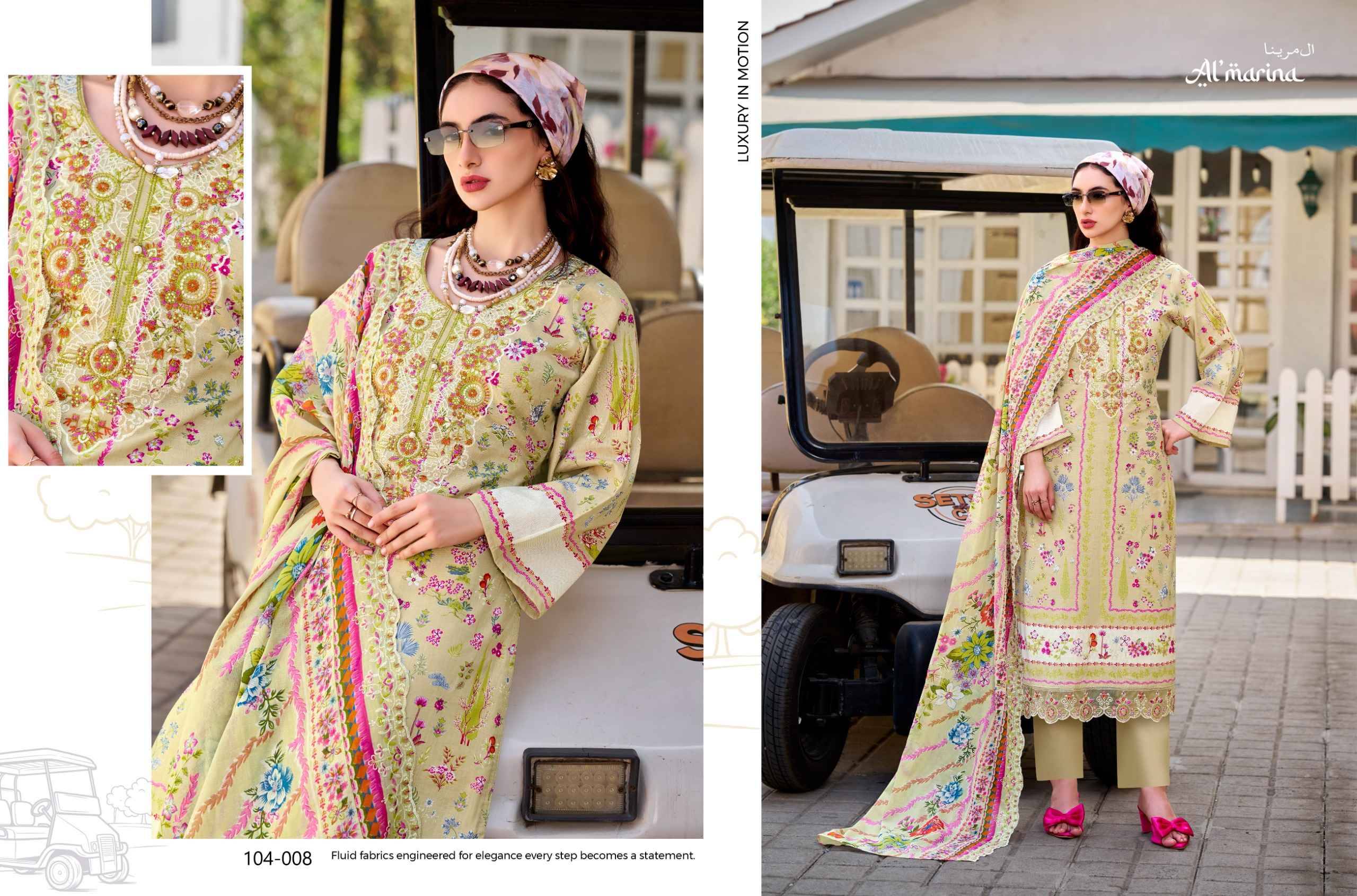 INAYAT VOL 2 104 Series By ALMARINA Pakistani Stylish Beautiful Colourful Printed & Embroidered Party Wear & Occasional Wear Pure cotton Dresses At Wholesale Price